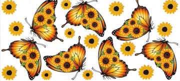 Butterflies with sunflowers • DOUBLE SIDED • UV DTF Wrap