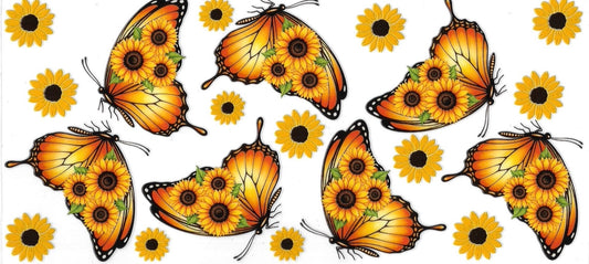 Butterflies with sunflowers • DOUBLE SIDED • UV DTF Wrap