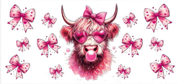 COW with pink bubble • UV DTF Wrap