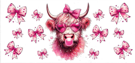 COW with pink bubble • UV DTF Wrap