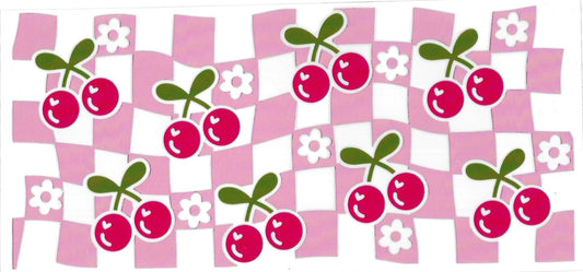 CHERRIES with pink checker’s • UV DTF Wrap
