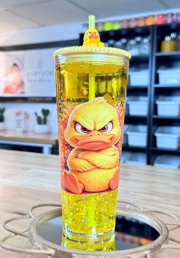 PRE-MADE Mad Duck Artistic Snow Globe Tumbler 24oz