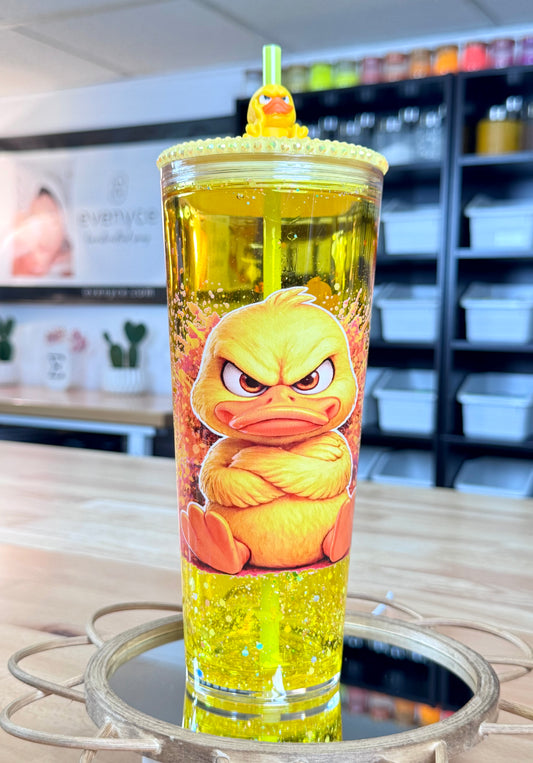 PRE-MADE Mad Duck Artistic Snow Globe Tumbler 24oz