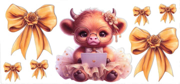 BABY COW with laptop pink • UV DTF Wrap
