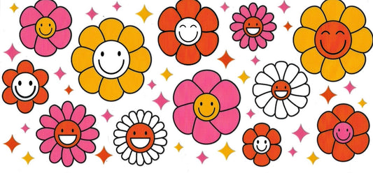 FLOWERS with HAPPY FACE • UV DTF Wrap