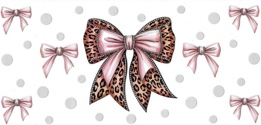 PINK BOWS WITH CHEETAH PRINT • UV DTF Wrap