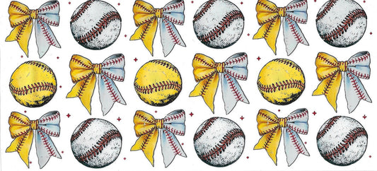 Softball & Bow • DOUBLE SIDE • UV DTF Wrap