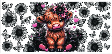 Cow with black flowers • (DOUBLE SIDE) • UV DTF Wrap