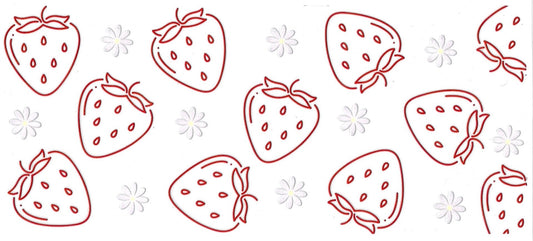 Strawberries & white mini flowers • UV DTF Wrap