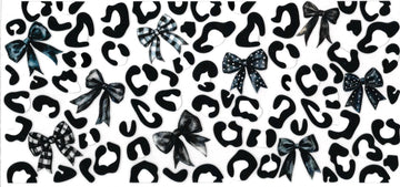 Black & White Bow, animal print • DOUBLE SIDE • UV DTF Wrap