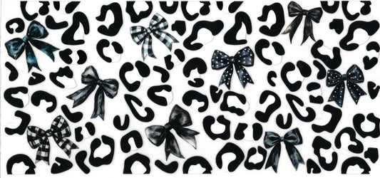 Black & White Bow, animal print • DOUBLE SIDE • UV DTF Wrap