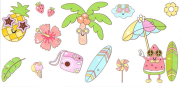 Palm Tree, Pineapple, Hibiscus • UV DTF Wrap
