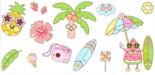 Palm Tree, Pineapple, Hibiscus • UV DTF Wrap