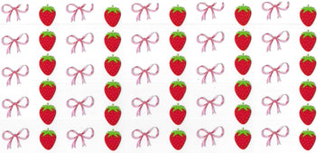 STRAWBERRIES, pink bow small • UV DTF Wrap