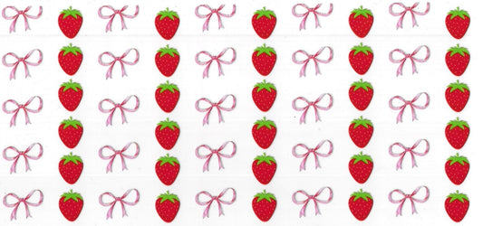 STRAWBERRIES, pink bow small • UV DTF Wrap
