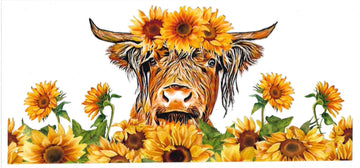 BROWN COW & sunflowers • UV DTF Wrap