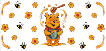 Bear with honey & bees • (DOUBLE SIDE) • UV DTF Wrap