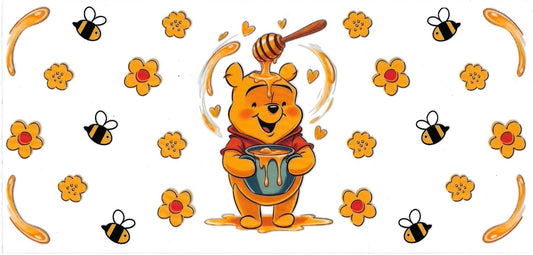 Bear with honey & bees • (DOUBLE SIDE) • UV DTF Wrap
