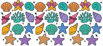 Sea shell & Stars colorful (DOUBLE SIDE) • UV DTF Wrap
