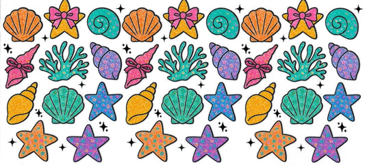 Sea shell & Stars colorful (DOUBLE SIDE) • UV DTF Wrap