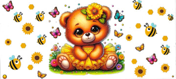 Yellow Bear & Bees • DOUBLE SIDE UV DTF Wrap