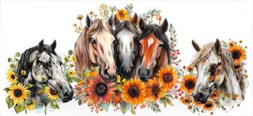 Horses with sunflowers • (DOUBLE SIDE) • UV DTF Wrap