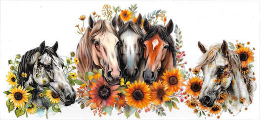 Horses with sunflowers • (DOUBLE SIDE) • UV DTF Wrap