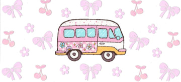 Van pink, cherries, flowers & bows • DOUBLE SIDE • UV DTF Wrap