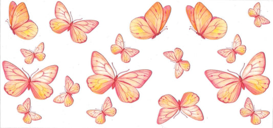 Butterflies peach & flowers (DOUBLE SIDE) • UV DTF Wrap