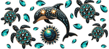 Dolphin & Turtles • DOUBLE SIDE UV DTF Wrap