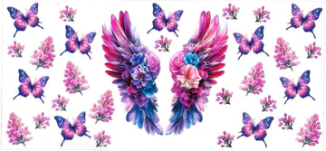 Angel Wings with flowers • (DOUBLE SIDE) • UV DTF Wrap