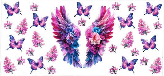 Angel Wings with flowers • (DOUBLE SIDE) • UV DTF Wrap