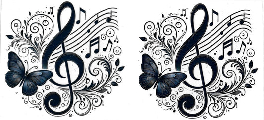 MUSIC NOTES & BUTTERFLY • UV DTF Wrap