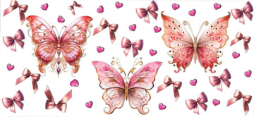 Butterflies pink with pink bow & hearts (DOUBLE SIDE) • UV DTF Wrap