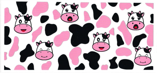 BLACK & WHITE COWS & pink • UV DTF Wrap
