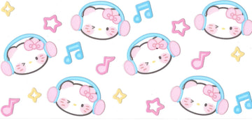 Kitty head with headphones • DOUBLE SIDE UV DTF Wrap