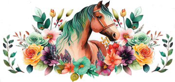 Horse with flowers • (DOUBLE SIDE) • UV DTF Wrap