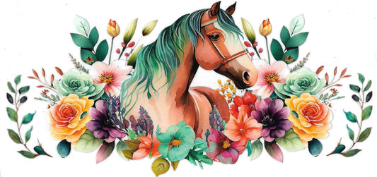 Horse with flowers • (DOUBLE SIDE) • UV DTF Wrap