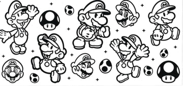 Mario clear & Black • DOUBLE SIDE UV DTF Wrap