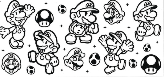 Mario clear & Black • DOUBLE SIDE UV DTF Wrap