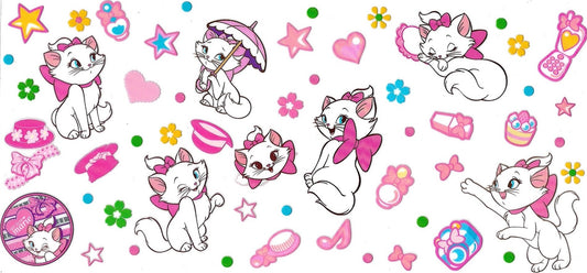 Marie cat with stars, flowers • (DOUBLE SIDE) • UV DTF Wrap