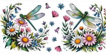 Dragonflies with wildflowers • (DOUBLE SIDE) • UV DTF Wrap
