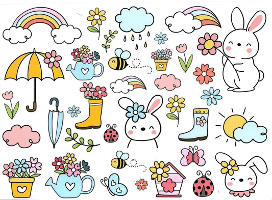 BUNNYS, FLOWERS, rainbows, flowers • UV DTF WRAP
