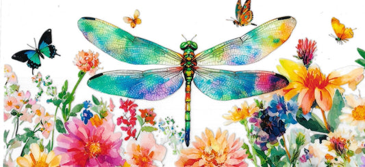 Dragonflies with flowers • (DOUBLE SIDE) • UV DTF Wrap