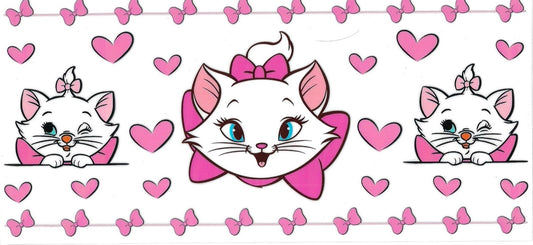 Marie cat with pink hearts • (DOUBLE SIDE) • UV DTF Wrap