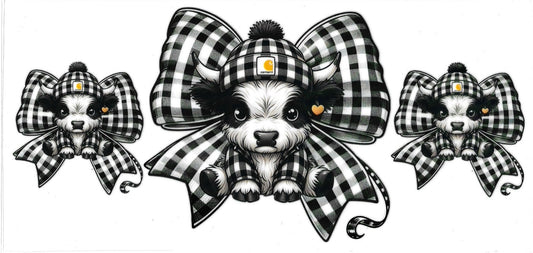 BABY COW black and white bow • UV DTF Wrap