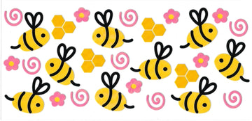 BEES & PINK FLOWERS • UV DTF Wrap