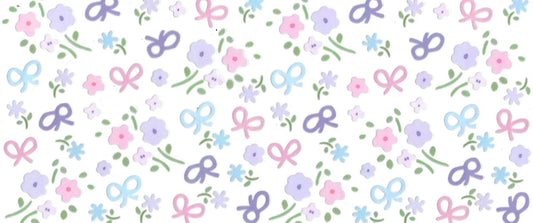 MINI RIBBON BOW, FLOWER pastel colors • UV DTF WRAP