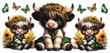 BABY COWS with green bow • UV DTF Wrap