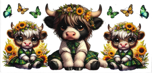 BABY COWS with green bow • UV DTF Wrap